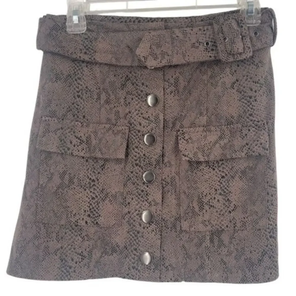 Olivaceous Snake Print Button Down Skirt medium